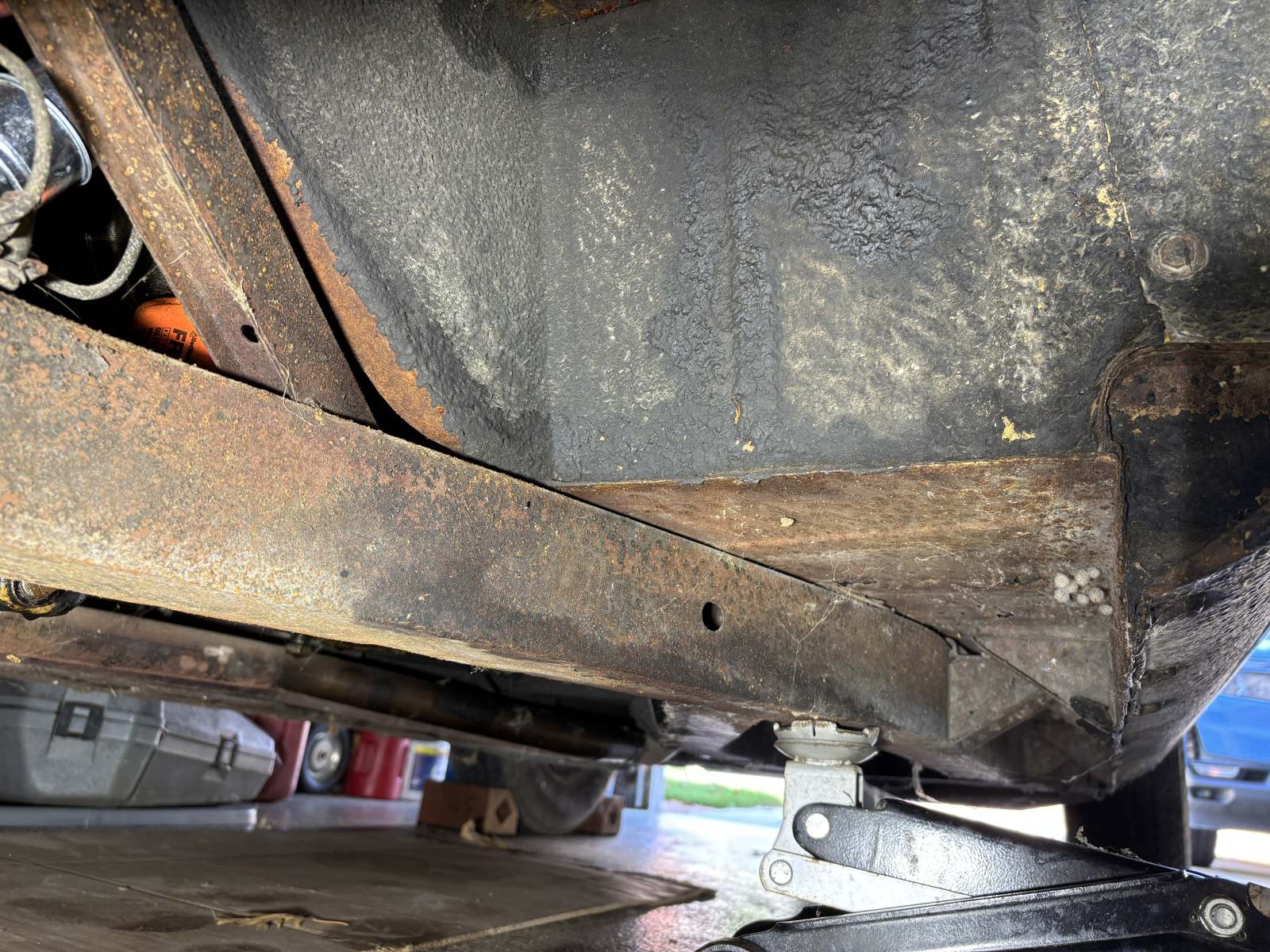 1974 Triumph TR6 frame front left area.