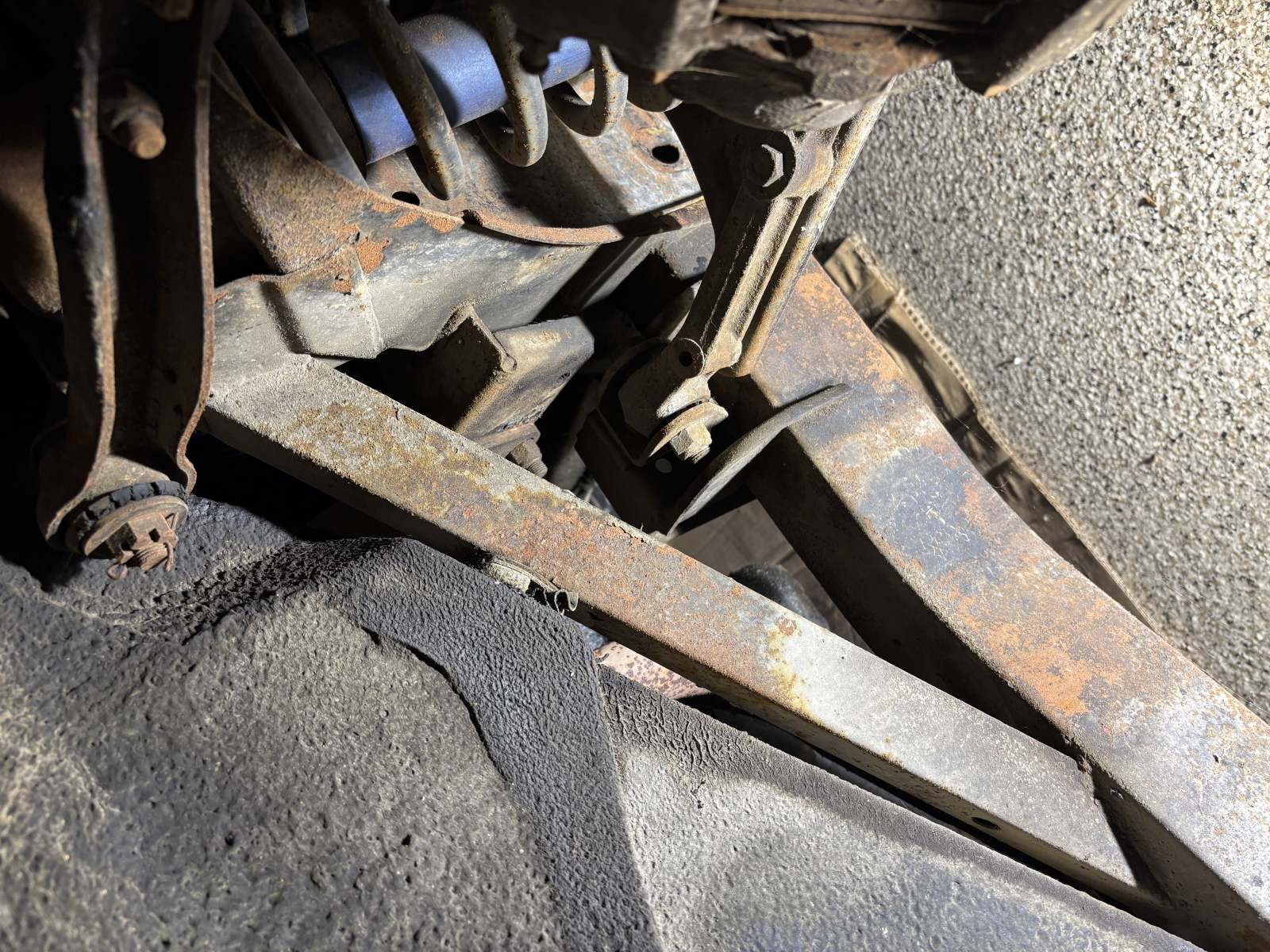 1974 Triumph TR6 frame front right area.
